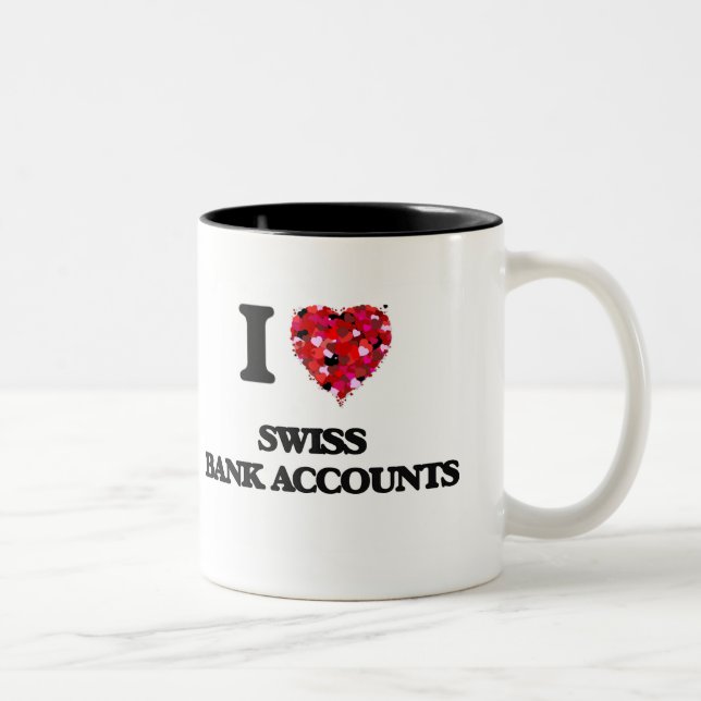 Liebe I Schweizer Bankkonten Zweifarbige Tasse (Rechts)