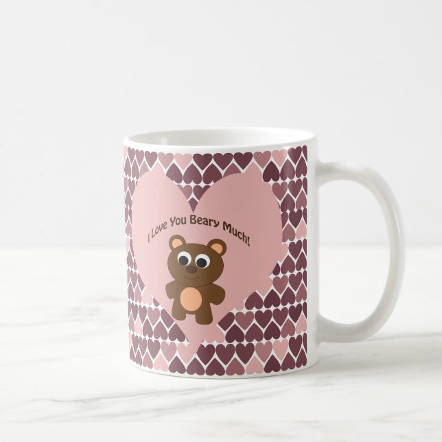 Liebe I Sie Beary viel! Herz-Hintergrund Kaffeetasse (Rechts)