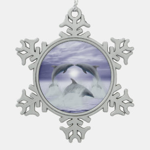 Liebe I Sie Delphine Schneeflocken Zinn-Ornament