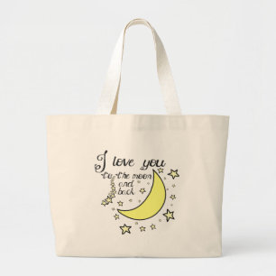 Liebe I Sie zum Mond und zur Rückseite Jumbo Stoffbeutel