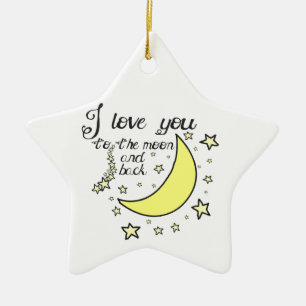 Liebe I Sie zum Mond und zur Rückseite Keramikornament