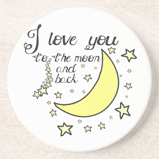 Liebe I Sie zum Mond und zur Rückseite Sandstein Untersetzer (Vorne)