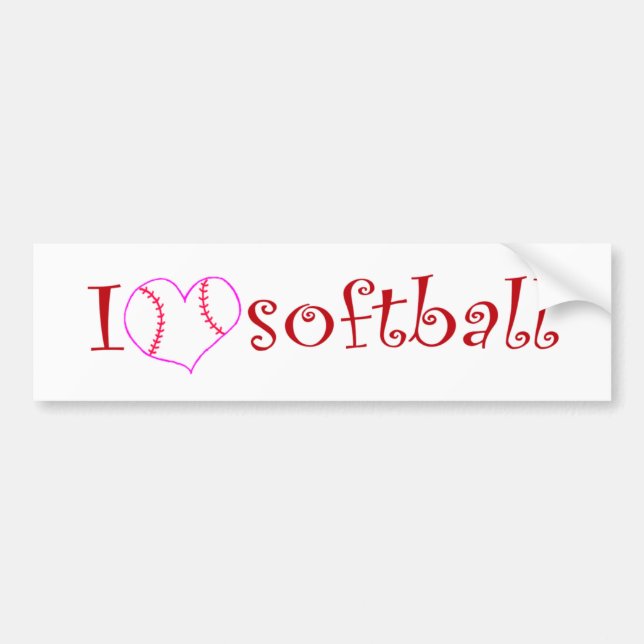 Liebe I Softball Autoaufkleber (Vorne)
