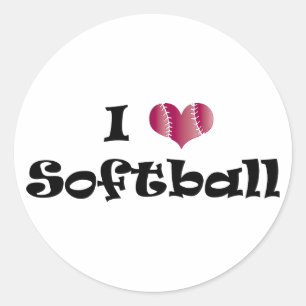 Liebe I Softball Runder Aufkleber