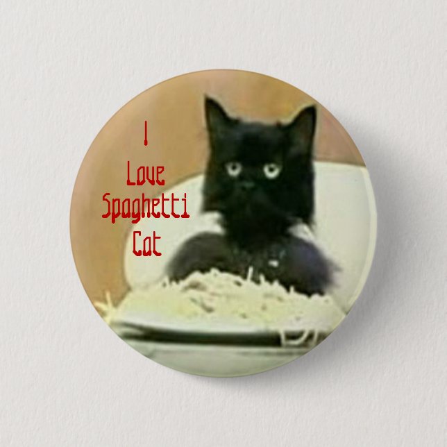 Liebe I Spaghetti-Katzenknopf Button (Vorderseite)