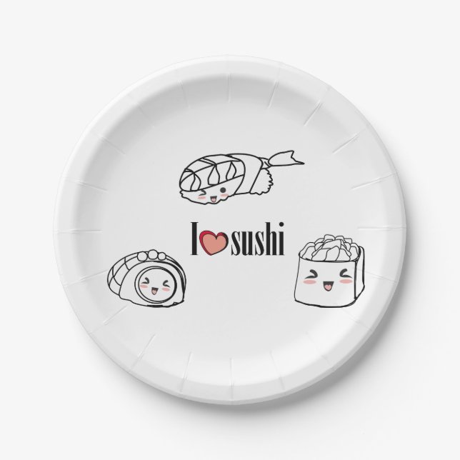 Liebe I Sushi-Papierplatte Pappteller (Vorderseite)