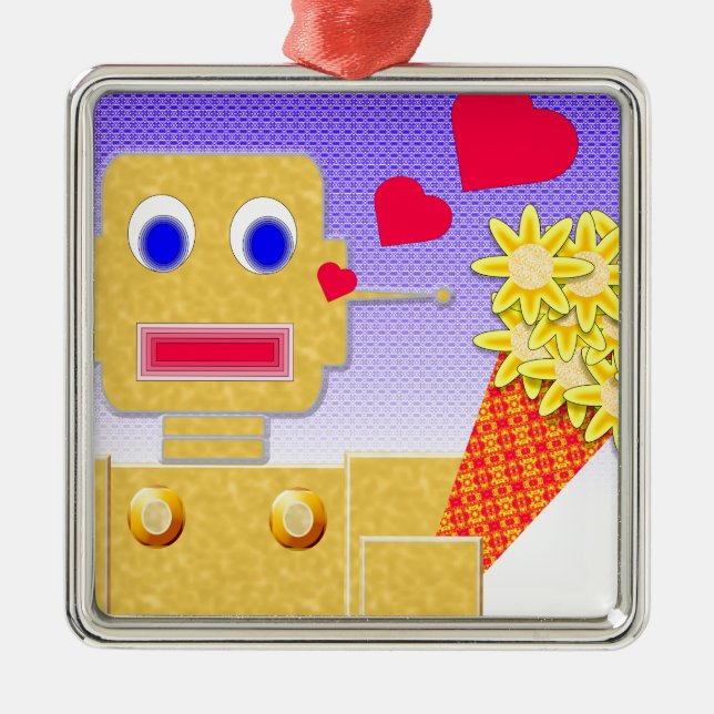 Liebe, ich bin ein Bot Ornament Aus Metall (Vorne)