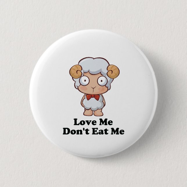 Liebe Ich esse mir kein Schafdesign Button (Vorderseite)
