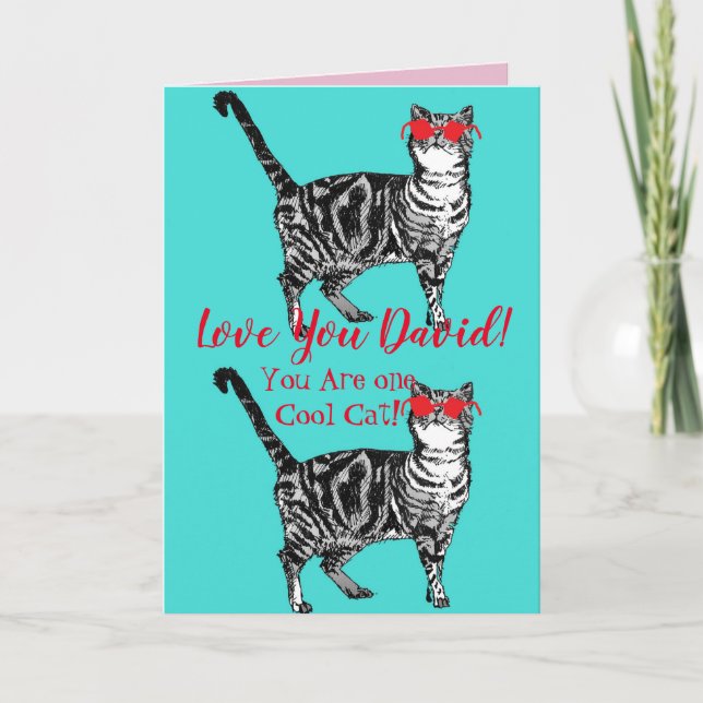 Liebe Ihr Ehemannsname Cool Tabby Cat Funny Card Karte (Vorderseite)
