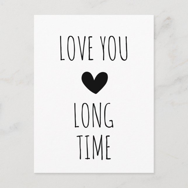Liebe Ihr langjähriges Typografie Herz Postkarte (Vorderseite)