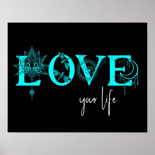Liebe Ihr Leben Fische Sterne Lotus Mond Poster (Vorne)