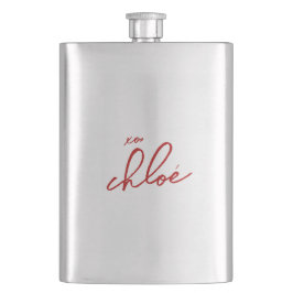 Liebe "Ihr Name" Rote Typografie Klassische Flasch Flachmann
