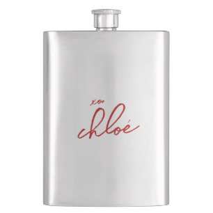 Liebe "Ihr Name" Rote Typografie Klassische Flasch Flachmann