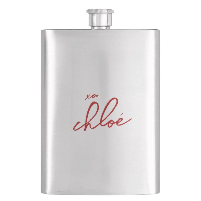 Liebe "Ihr Name" Rote Typografie Klassische Flasch Flachmann (Vorderseite)