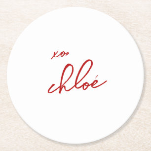 Liebe "Ihr Name" Rote Typografie Runder Pappuntersetzer