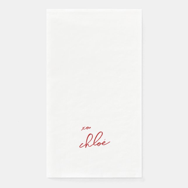 Liebe "Ihr Name" Rote Typografie Serviette (Vorderseite)