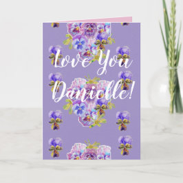 Liebe Ihr Wifes Name Lila Pansy Shabby Chic Card Karte