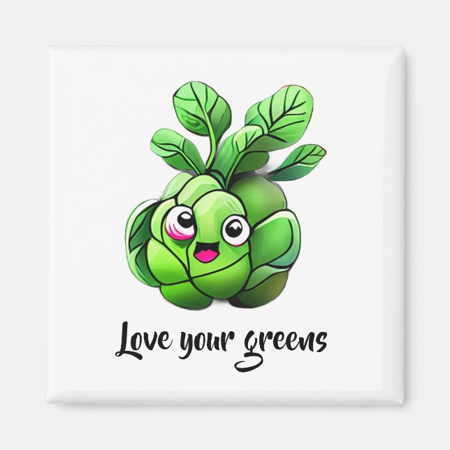 "Liebe Ihre Grüntöne" Funny Brussels Sprout Magnet (Vorne)