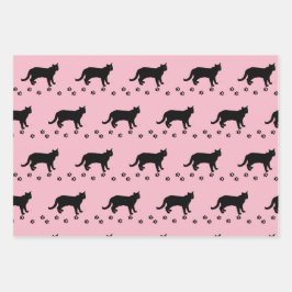 Liebe Ihre Katze Rosa und Schwarze Katze Geschenkpapier Set