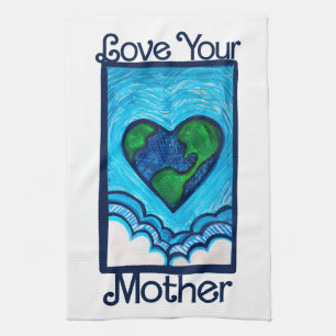 Liebe Ihre Mutter Erde Tag Natur Liebende Herz Geschirrtuch