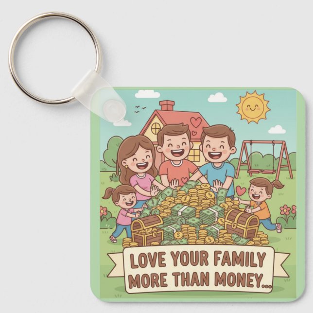 Liebe Ihrer Familie mehr als Geld Schlüsselanhänger (Vorderseite)