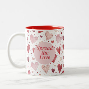 Liebe im Aquarell - Whimsical Heart Muster Zweifarbige Tasse