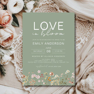 Liebe im Bloom Boho Wildblume Brautparty Einladung