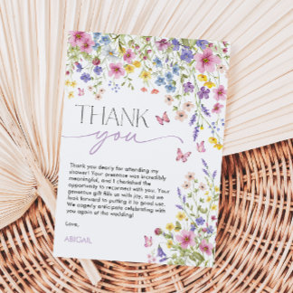 Liebe im Bloom Butterfly-Brautparty Dankeskarte