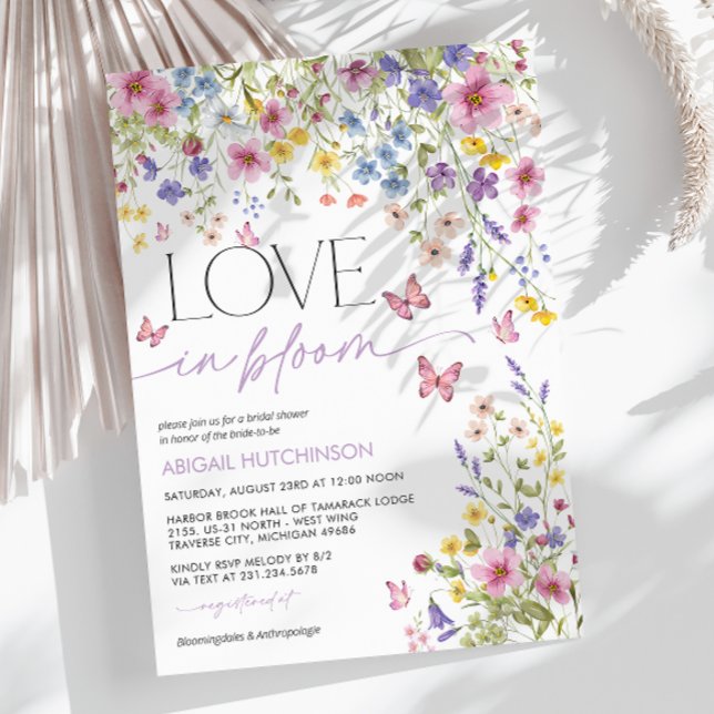 Liebe im Bloom Butterfly-Brautparty Einladung (Love in Bloom Floral Butterfly Bridal Shower Invitation)