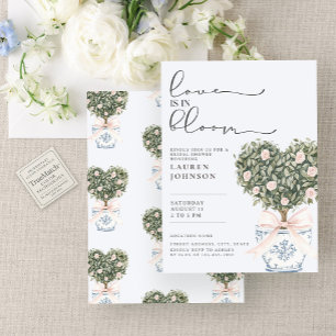 Liebe im Bloom Chinoiserie Blush Pink Brautparty Einladung