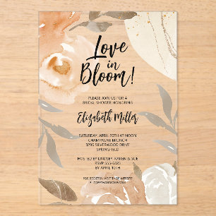 Liebe im Bloom Rustic Blume Brautparty Acryleinladungen