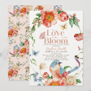 Liebe im Bloom Wildblume Bird-Brautparty Einladung