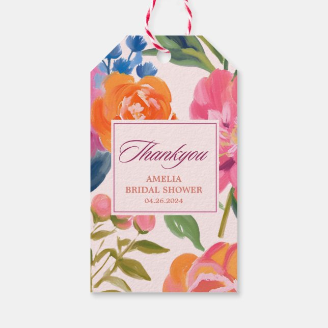 Liebe im blühenden blumengeschmückten Brautparty Geschenkanhänger (Rückseite)