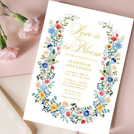 Liebe im blühenden Wilden Blume Goldenes Brautpart Einladung