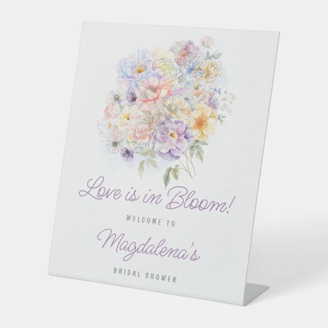 Liebe im Blumenladen Brautparty Willkommen Sockelschild (Vorderseite)