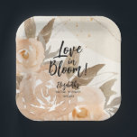 Liebe im Blut Rustikale Pfirsichzellen Blume Pappteller<br><div class="desc">Liebe in Bloom und Ihre Details auf einer Collage aus elegantem Pfirsich,  blasser Terrakotta,  silberfarbenen Aquarell-Blume und eleganten braunen Blätter,  diese Brautparty-quadratischen Teller sind perfekt für Ihren besonderen Tag. PASSENDE Artikel in unserer Sammlung.</div>