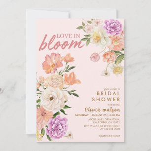 Liebe im blütenblütigen, rosa blühendes Brautparty Einladung