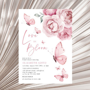 Liebe im blutschmetterlingsrosa Brautparty Einladung