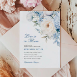 Liebe im Brautparty Blauer Blumen Einladung