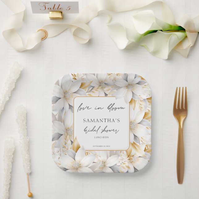 Liebe im Brautparty Bloom Florals Pappteller (Hochzeit)