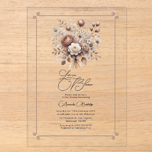 Liebe im Brautparty Bloom Mocha Mousse Acryleinladungen