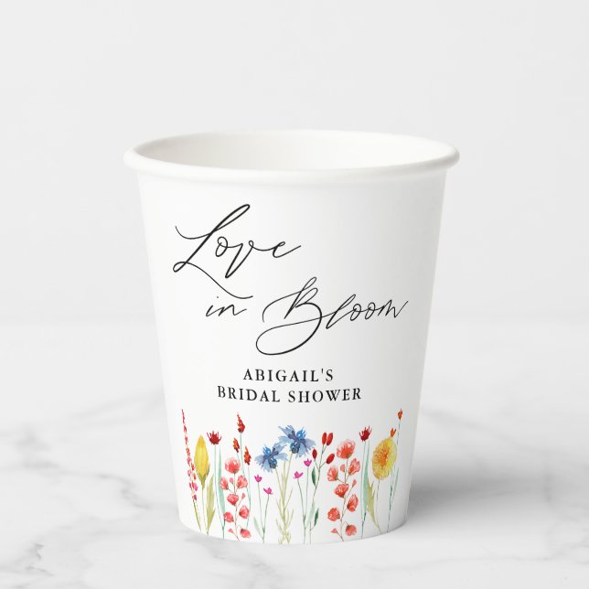 Liebe im Brautparty Wildblume Pappbecher (Vorderseite)
