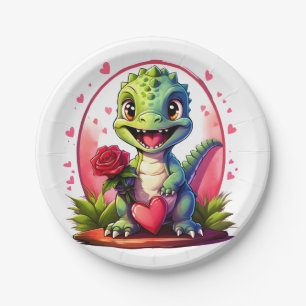 Liebe im Drachenstil Niedlicher Valentindrache Pappteller