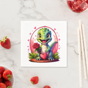 Liebe im Drachenstil Niedlicher Valentindrache Serviette