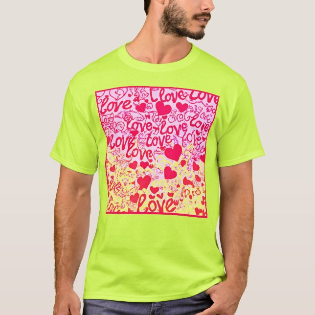 Liebe im dynamischen Farbmuster T-Shirt (Vorderseite)