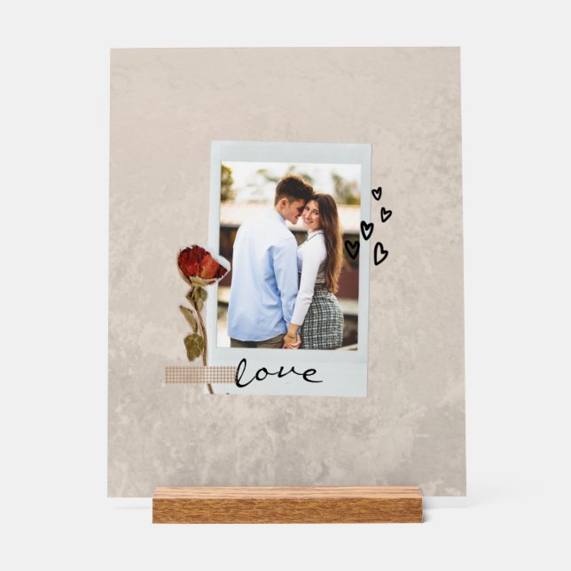 Liebe im eleganten Foto mit Herz Acrylschild (Vorderseite)