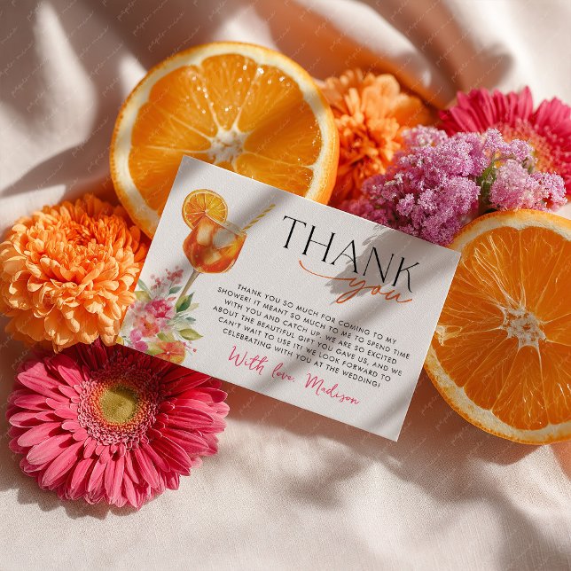 Liebe im ersten Spritz Brautparty Citrus Dankeskarte (Love at First Spritz Bridal Shower Thank You Card. )