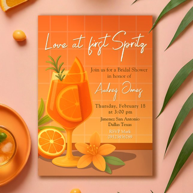 Liebe im ersten Spritz-Brautparty Einladung (Love at first Spritz Bridal Shower Invitation)