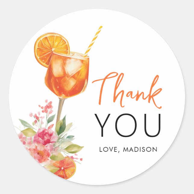 Liebe im ersten Spritz Brautparty Gefallen Sticker (Vorderseite)