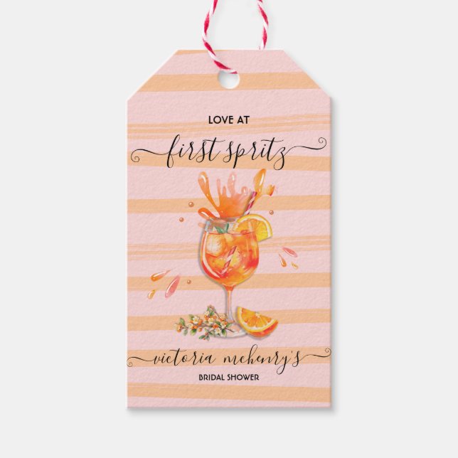 Liebe im ersten Spritz-Brautparty Geschenkanhänger (Vorderseite)